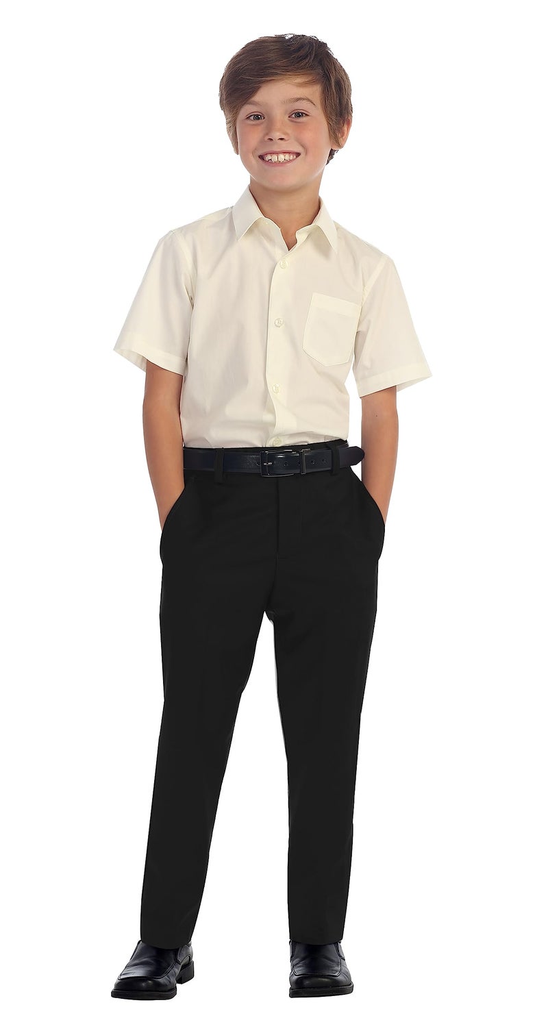 Gioberti Boys Flat Front Dress Pants, Black, 3T - Image 2